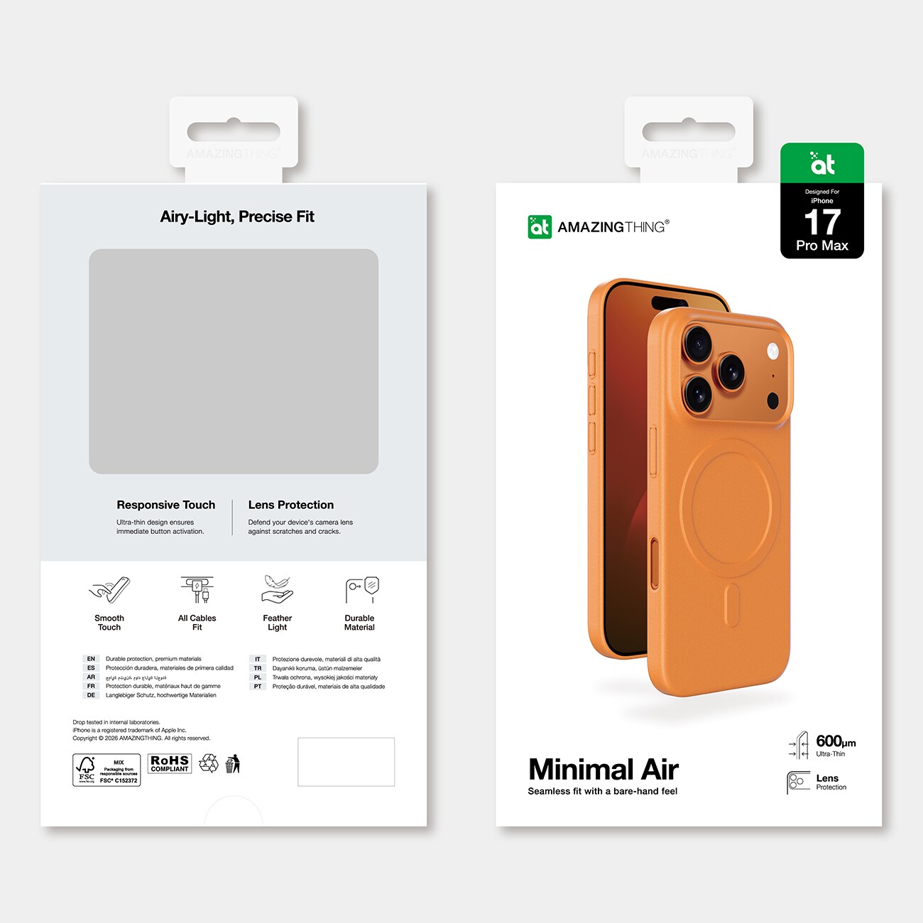 AmazingThing Minimal Air Case til iPhone 17 Pro Max kompatibel med MagSafe - orange