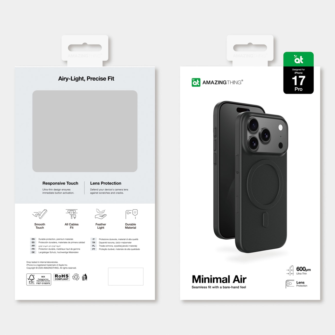 AmazingThing Minimal Air Case til iPhone 17 Pro Kompatibel med MagSafe - Sort