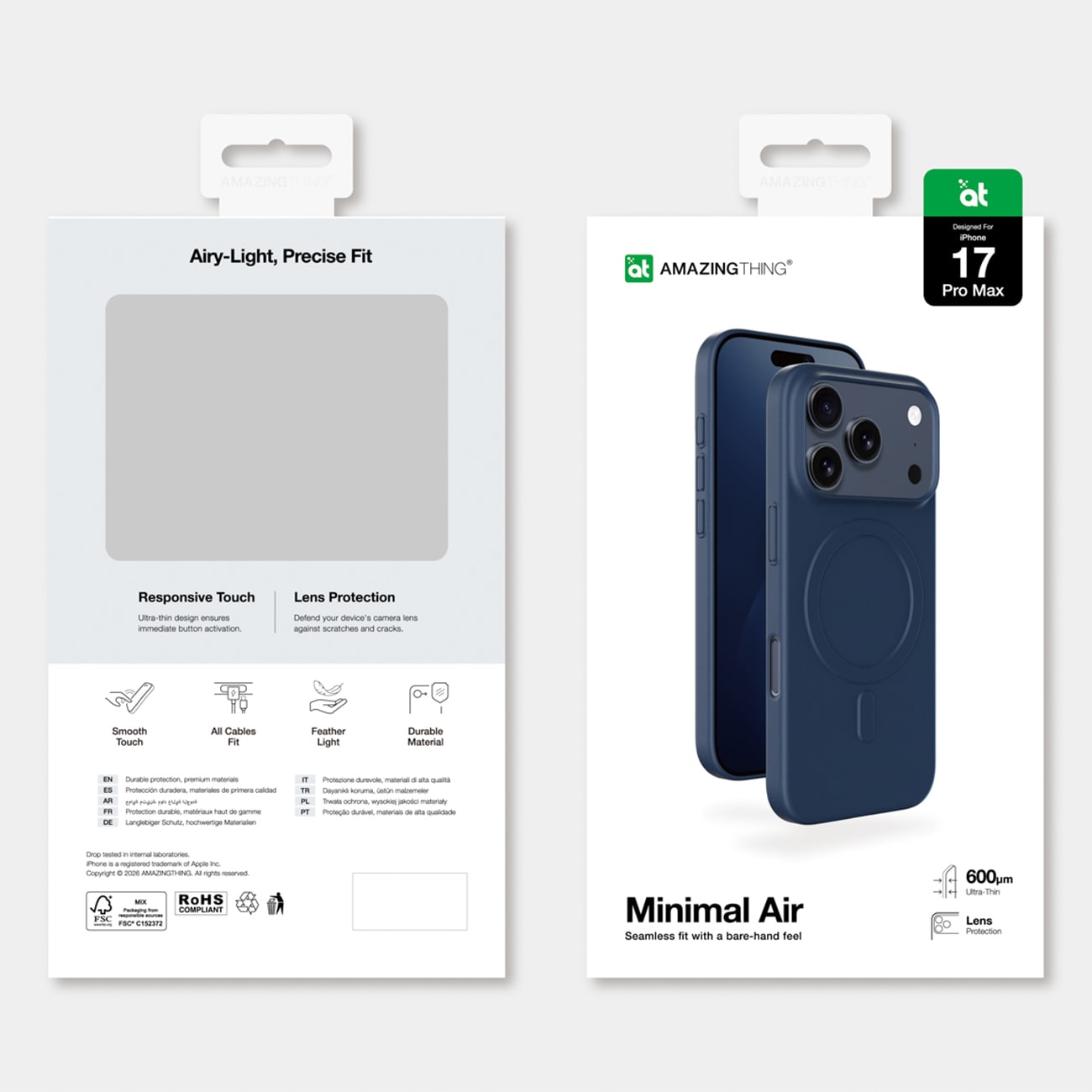AmazingThing Minimal Air Case til iPhone 17 Pro Max Kompatibel med MagSafe - Blå