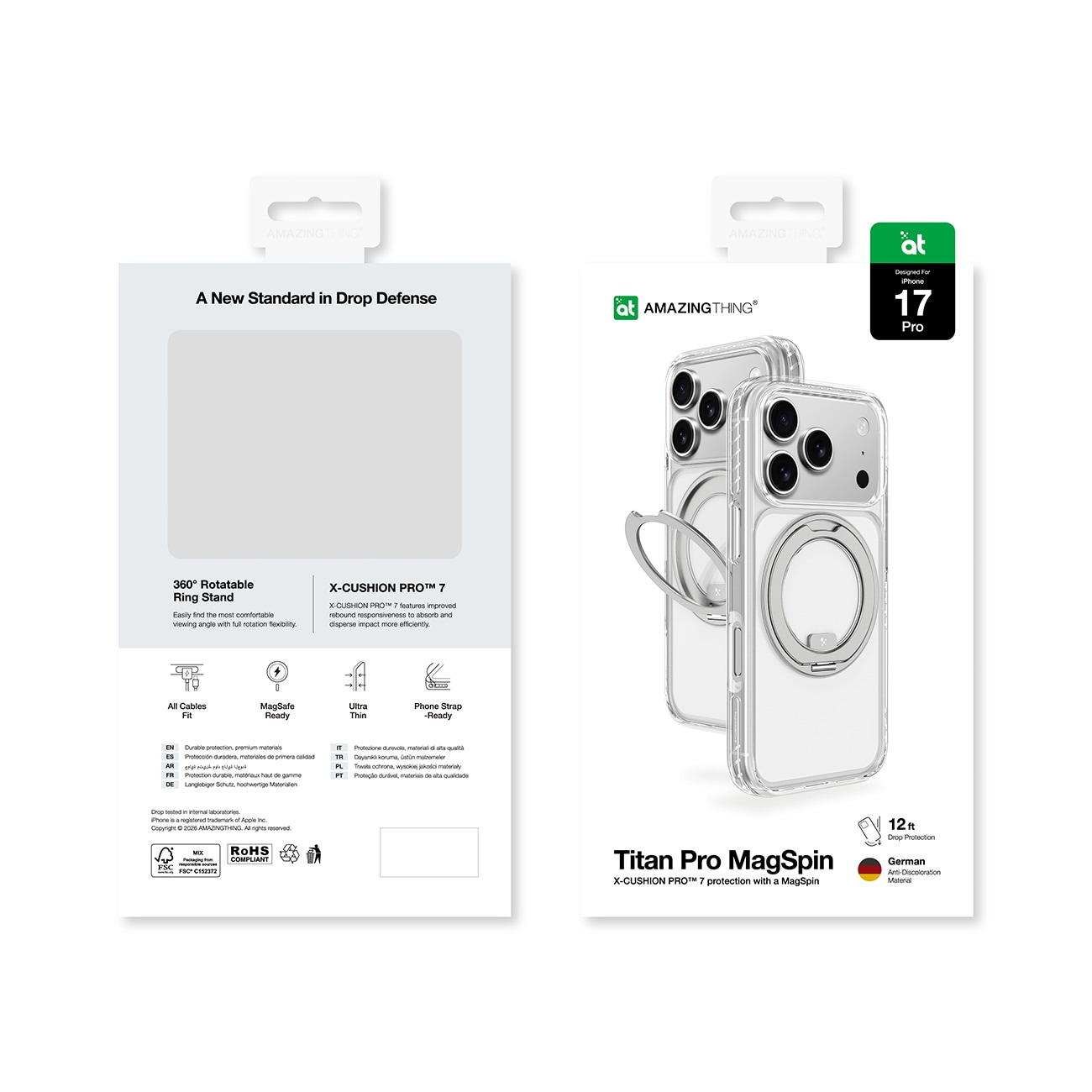 AmazingThing Titan Pro MagSpin-etui til iPhone 17 Pro Kompatibel med MagSafe - Grå