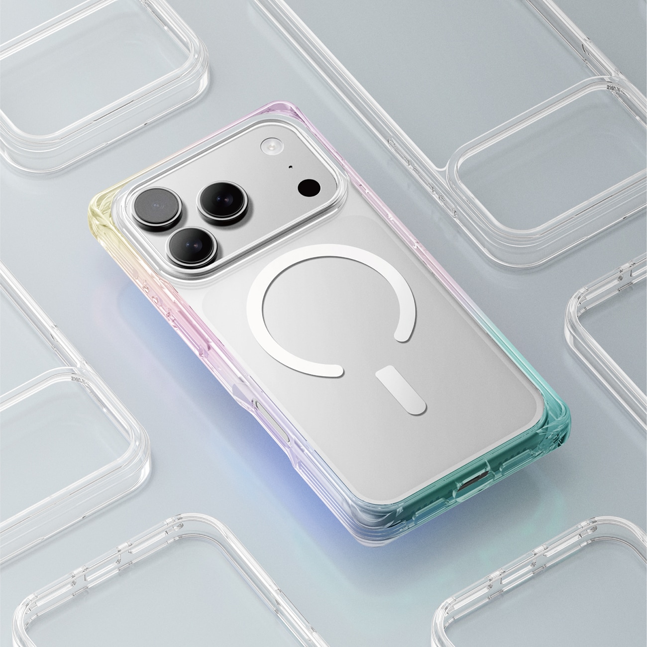 AmazingThing Omni taske til iPhone 17 Pro kompatibel med MagSafe - transparent-regnbue