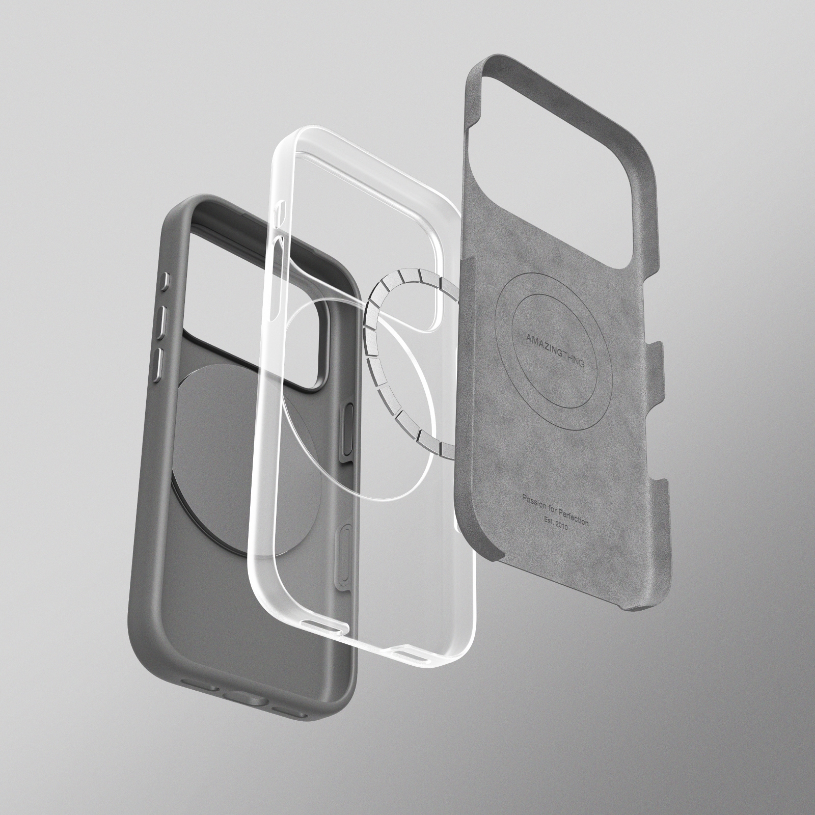 AmazingThing Cloudie iPhone 17 Pro-etui med stativ - grå