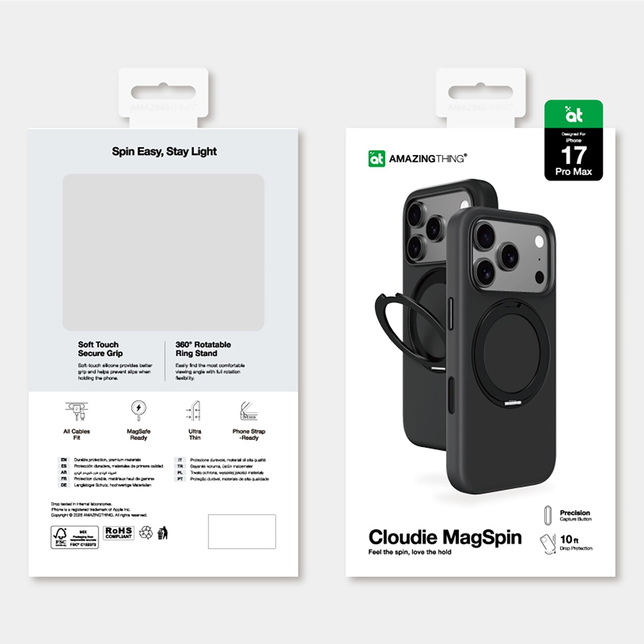 AmazingThing Cloudie iPhone 17 Pro Max-etui med stativ - sort