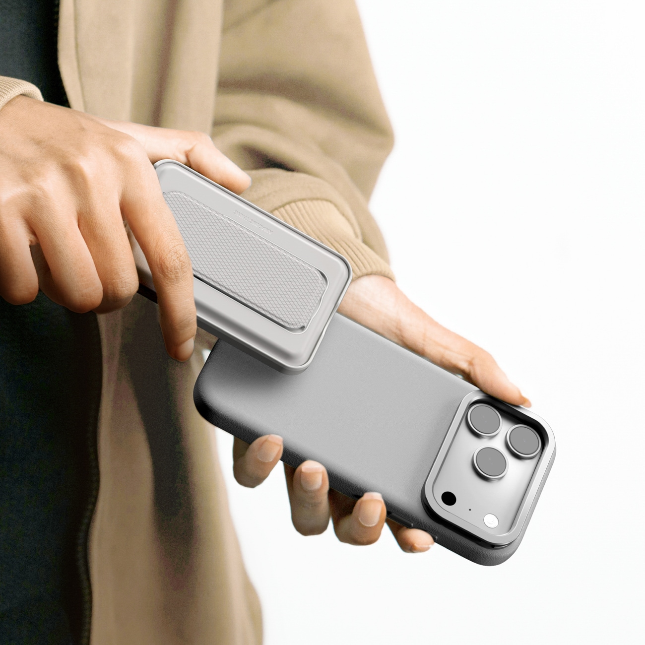 AmazingThing Glamour iPhone 17 Pro Max-etui med stativ - grå