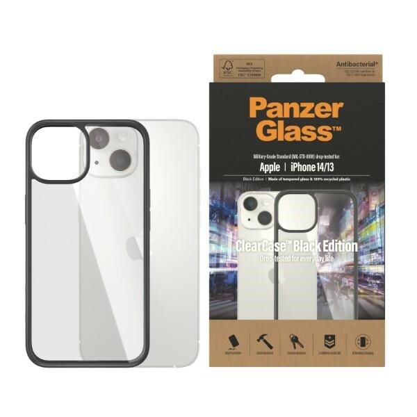 PanzerGlass ClearCase antibakterielt etui til iPhone 14 / 15 / 13 - gennemsigtigt og sort