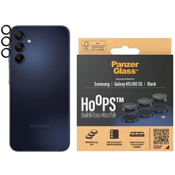 PanzerGlass Hoops kamerabeskyttelse til Samsung Galaxy A15 / A15 5G - med sort ramme