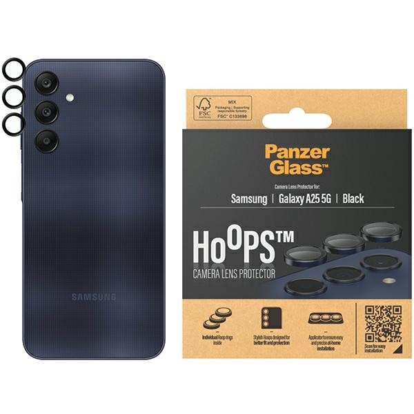 PanzerGlass Hoops kamerabeskyttelse til Samsung Galaxy A25 5G - med sort ramme