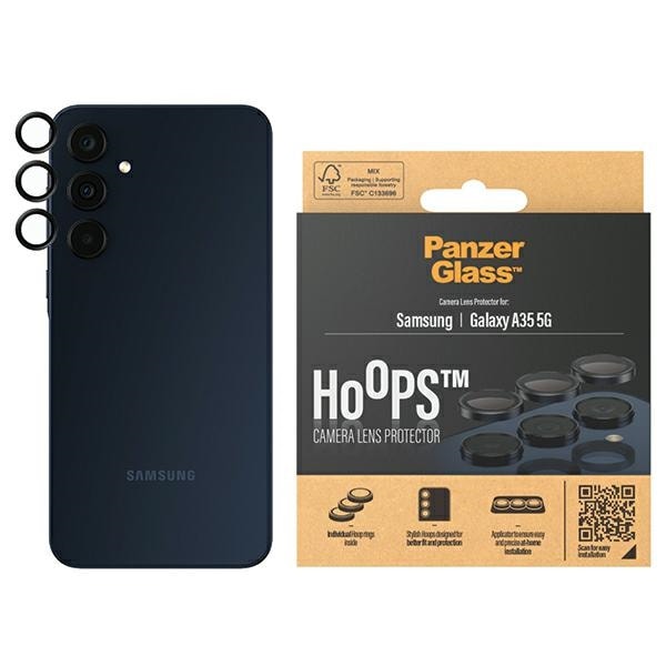 PanzerGlass Hoops kamerabeskyttelse til Samsung Galaxy A35 5G - med sort ramme