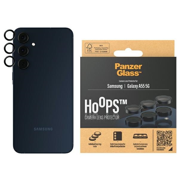 PanzerGlass Hoops kamerabeskyttelse til Samsung Galaxy A55 5G - med sort ramme