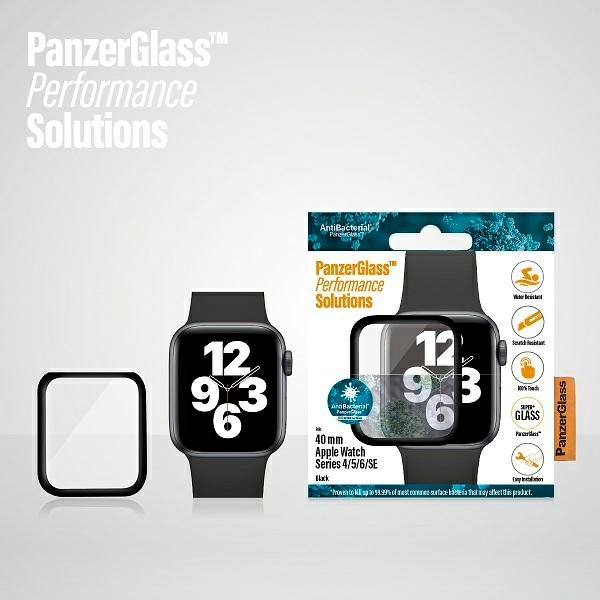 PanzerGlass Buet antibakterielt hærdet glas til Apple Watch 4/5/6/SE - 40mm - Sort