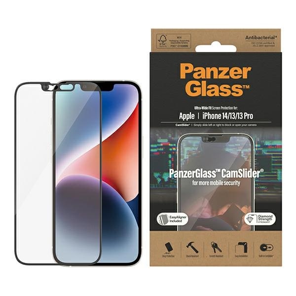 PanzerGlass Ultra-Wide Fit Antibakterielt hærdet glas til iPhone 14/13/13 Pro med kameradæksel
