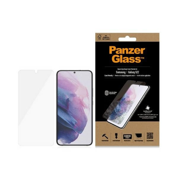 PanzerGlass E2E Microfracture antibakterielt glas til Samsung Galaxy S22 - med sort ramme
