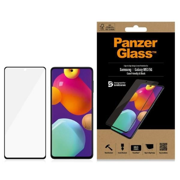 PanzerGlass E2E Almindeligt hærdet glas til Samsung Galaxy M53 - med sort ramme