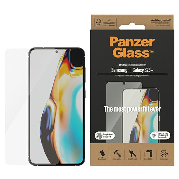PanzerGlass Ultra-Wide Fit hærdet glas med applikator til Samsung Galaxy S23+