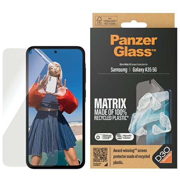 PanzerGlass Matrix Ultra-Wide Fit-folie med positioner til Samsung Galaxy A35 5G