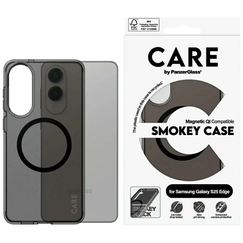 CARE by PanzerGlass Urban Combat Black QI Case for Samsung Galaxy S25 Edge - Semi-transparent