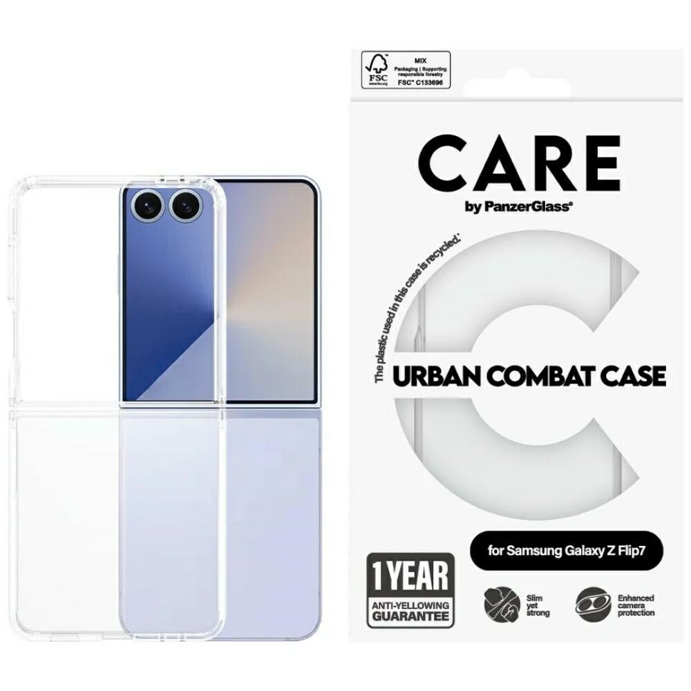 CARE by PanzerGlass Flagship Urban Combat-etui til Samsung Galaxy Z Flip 7 - Transparent