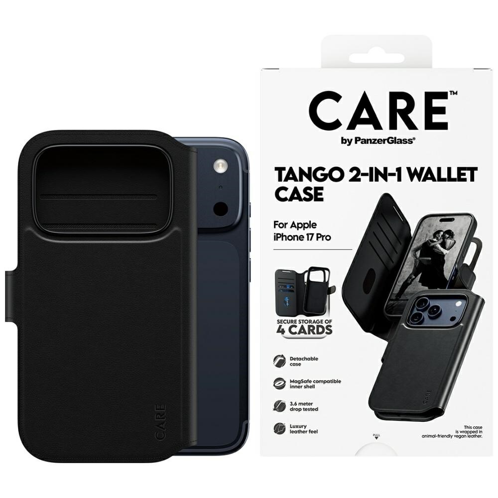 CARE by PanzerGlass Feature Tango 2in1 Wallet Case MagSafe til iPhone 17 Pro - Sort