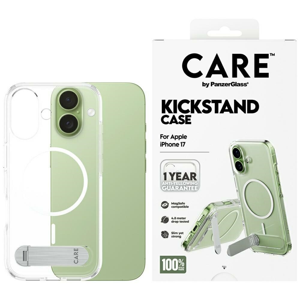 CARE by PanzerGlass Feature Case m. Kickstand MagSafe til iPhone 17 - Transparent