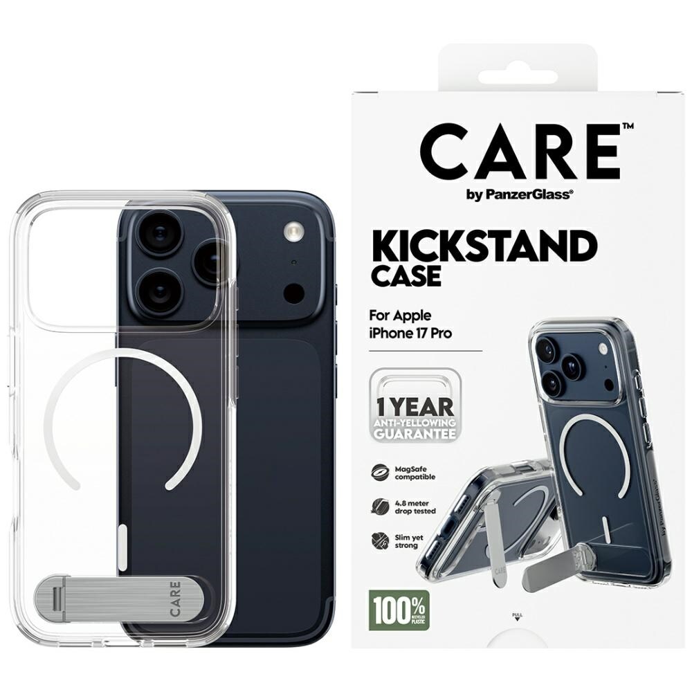 CARE by PanzerGlass Feature Case m. Kickstand MagSafe til iPhone 17 Pro - Klar