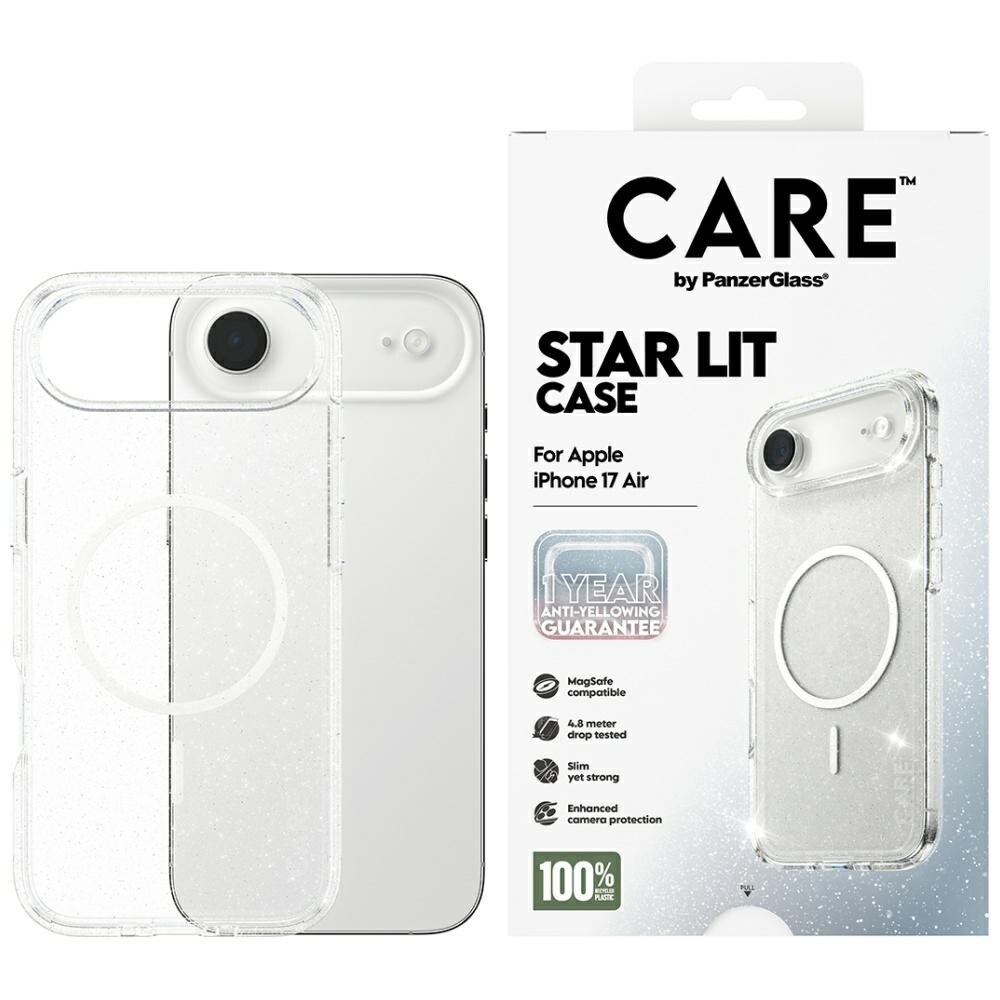 CARE by PanzerGlass Flagship Urban Explorer-etui m. hvid MagSafe til iPhone Air - klar glitter