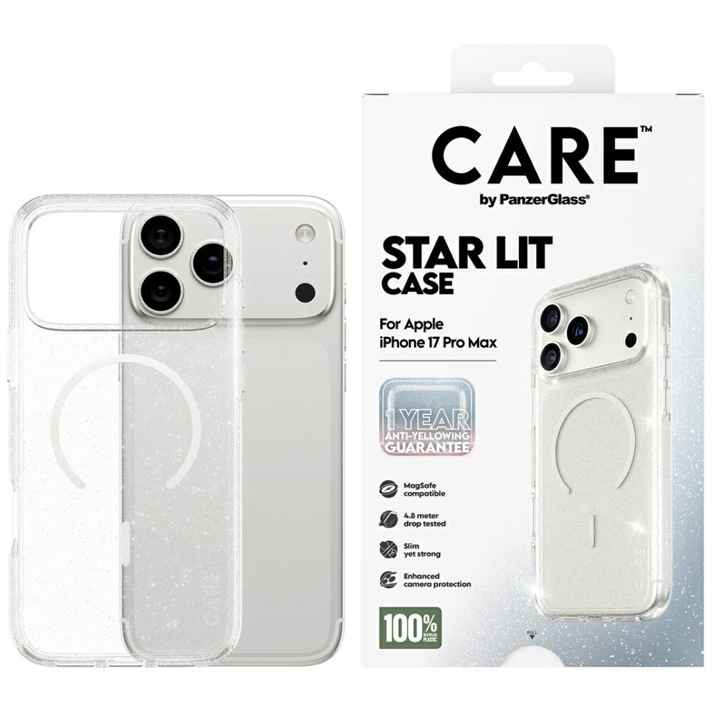 CARE by PanzerGlass Urban Explorer etui m. hvid MagSafe til iPhone 17 Pro Max - Klar glitter