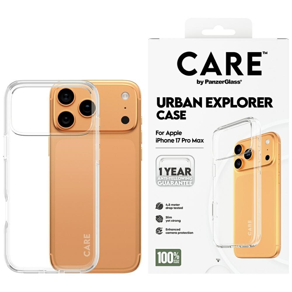 CARE by PanzerGlass Flagship Urban Explorer-etui m. klar ramme til iPhone 17 Pro Max - gennemsigtig