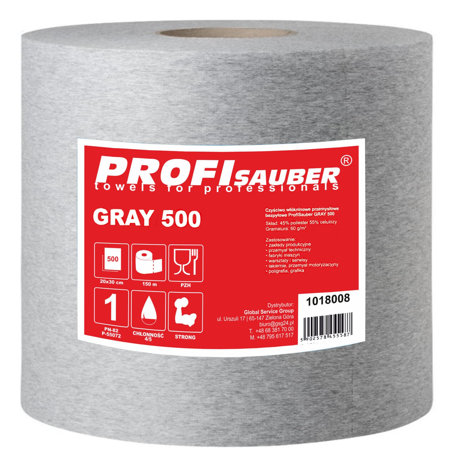 Grå nonwoven industrirengøringsklud ProfiSauber GRAY 500