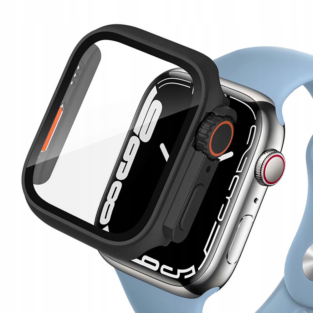 Tech-Protect Defense360-etui til Apple Watch 7 / 8 / 9 (45mm) - Sort/Orange