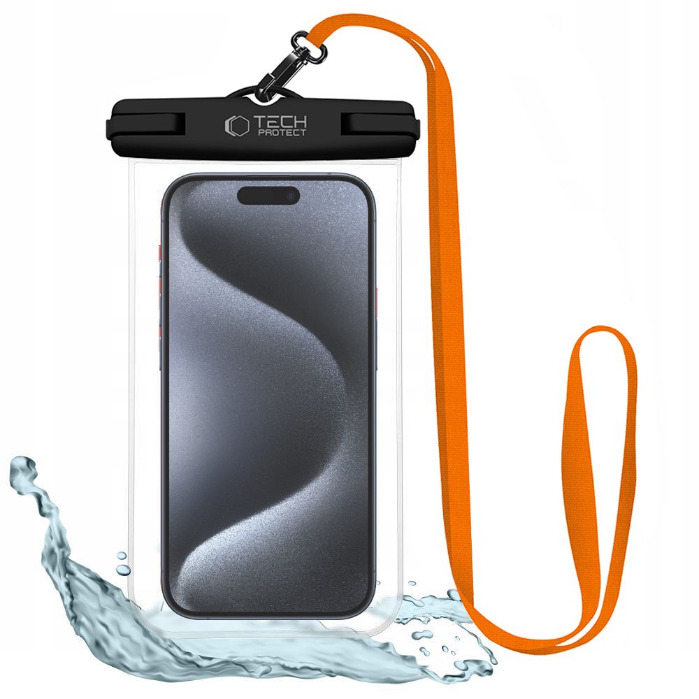 Tech-Protect Waterproof Case UWC7 vandtæt til enheder op til 6,9" - sort og orange