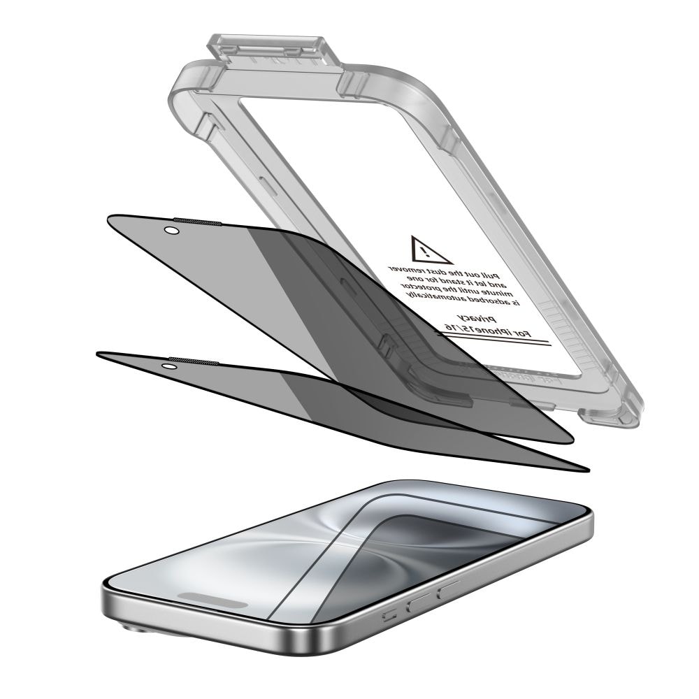 Tech-Protect Quick Set Spy+ Privacy Glass 2-pak til iPhone 15 / 16