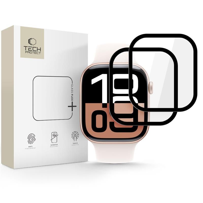 Tech-Protect Glass Flex+ Hybrid Glass 2-pack til Apple Watch 10 42mm - Sort