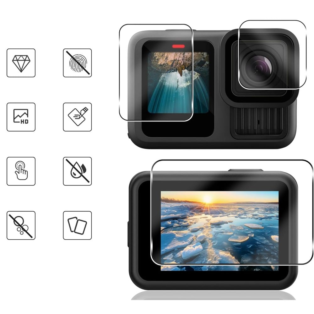 Tech-Protect Glass Fit+ skærmbeskyttelse 2-pak / hærdet glas / linsebeskytter til GoPro Hero 13