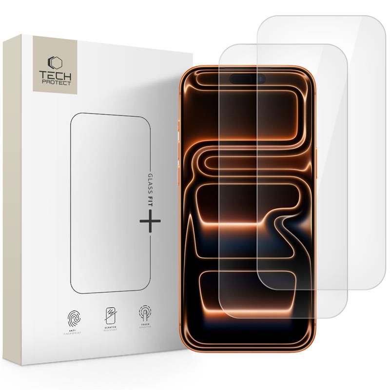 Tech-Protect Glass Fit+ 2-pak hærdet glas til iPhone 16 Pro / 17 / 17 Pro - transparent