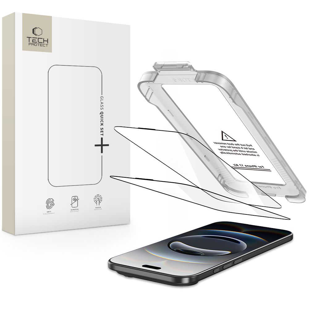 Tech-Protect Quick Set+ 2-pak hærdet glas til iPhone 17 Air - sort