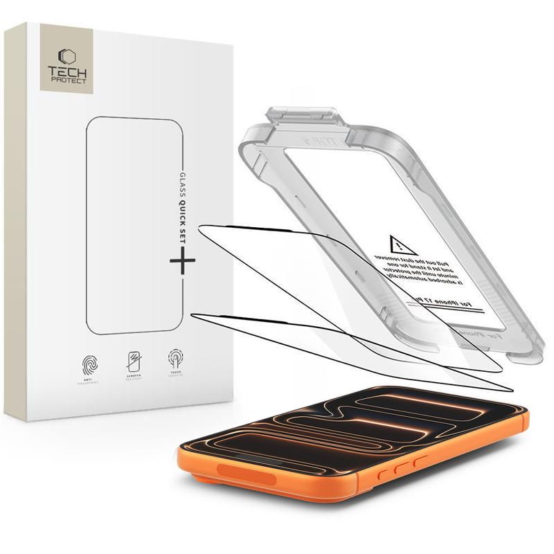 Tech-Protect Quick Set+ 2-pak hærdet glas til iPhone 17 Pro Max - sort