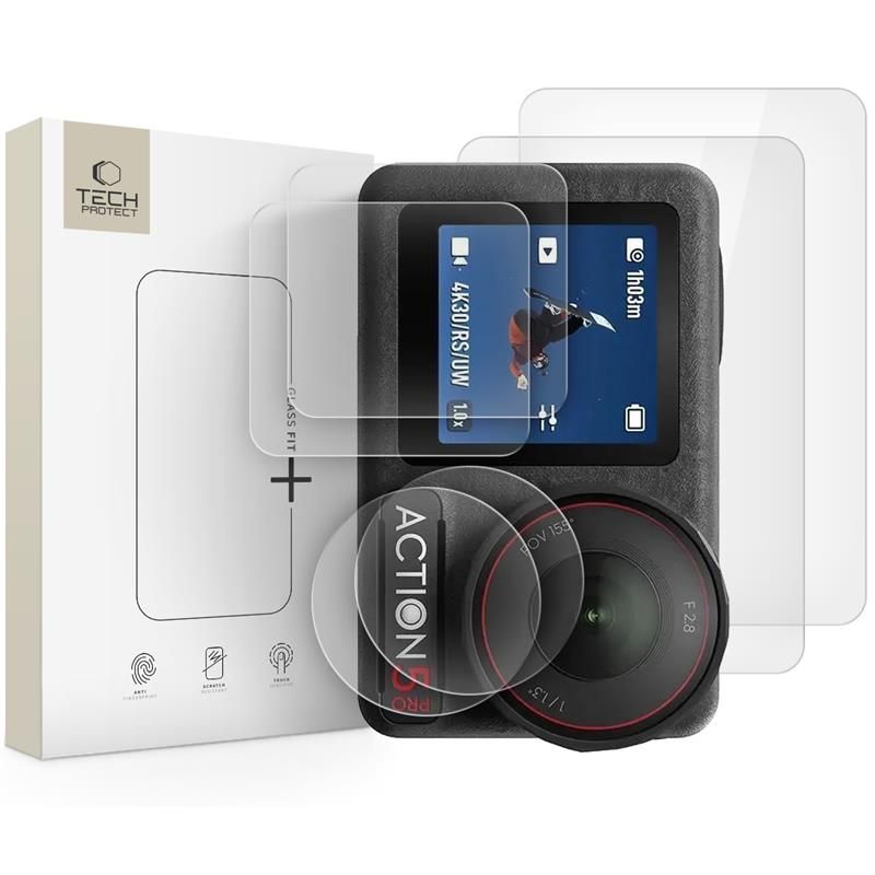 Tech-Protect Glass Fit+ 2-pak hærdet glas til DJI Osmo Action 5 Pro - transparent