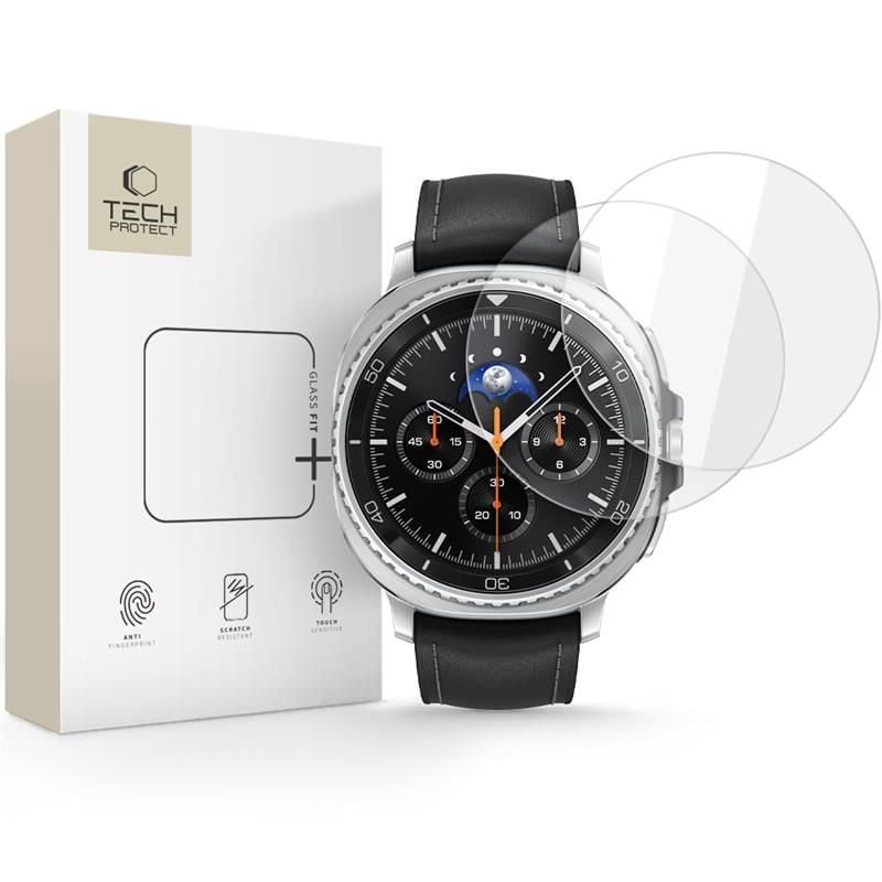 Tech-Protect Glass Fit+ 2-pak hærdet glas til Samsung Galaxy Watch 8 Classic 46 mm - transparent