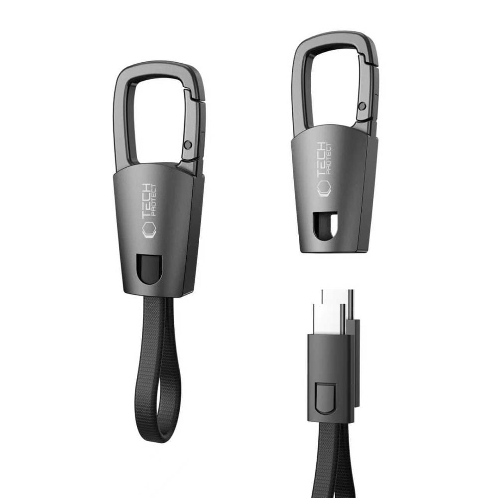 Tech-Protect Ultraboost DNA-kabel med nøglering USB-C PD 60W / 3A - grå