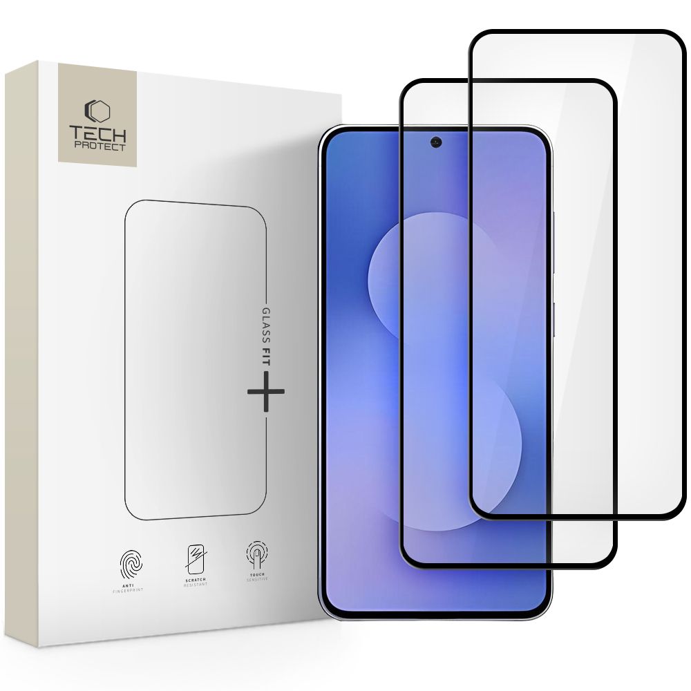 Tech-Protect Glass Fit+ 2-pak hærdet glas til Samsung Galaxy S25 FE - sort