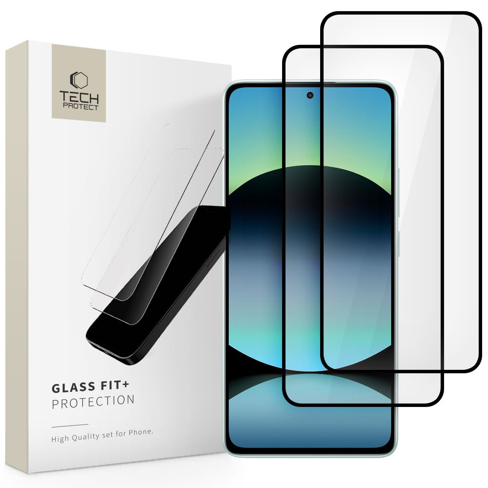 Tech-Protect Glass Fit +2-Pack hærdet glas til Xiaomi Redmi Note 14 4G / 5G - Sort