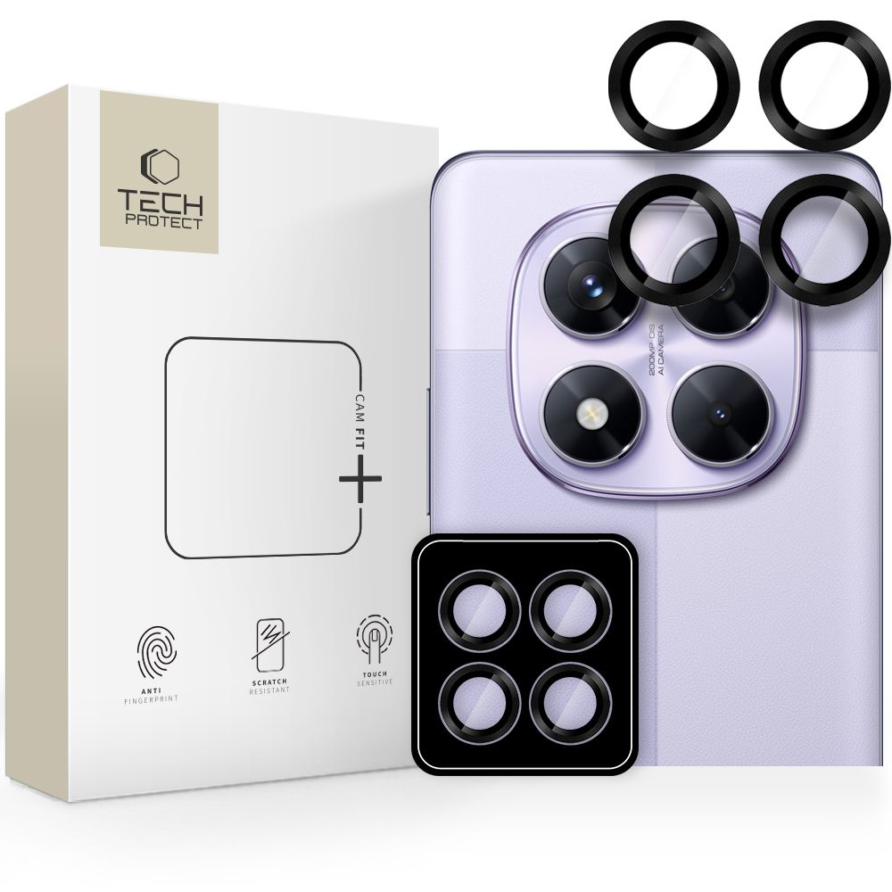 Tech-Protect Camring Pro+ kameradæksel til Xiaomi Redmi Note 14 Pro 5G / Poco X7 5G - Sort