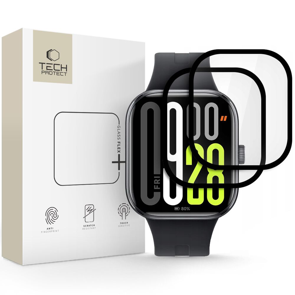 Tech-Protect Glass Flex+ Hybrid Glass 2-pack til Xiaomi Redmi Watch 5 - Sort