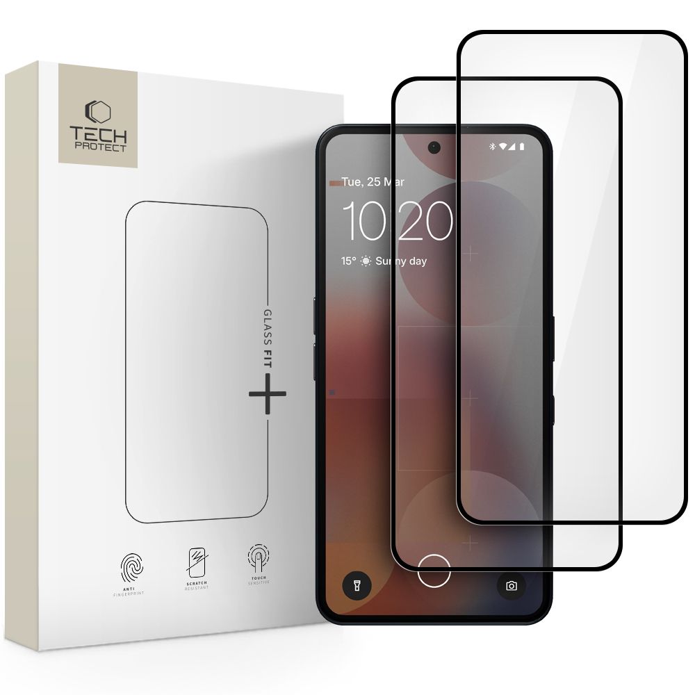 Tech-Protect Glass Fit+ 2-pak hærdet glas til Nothing Phone 3A / 3A Pro - sort