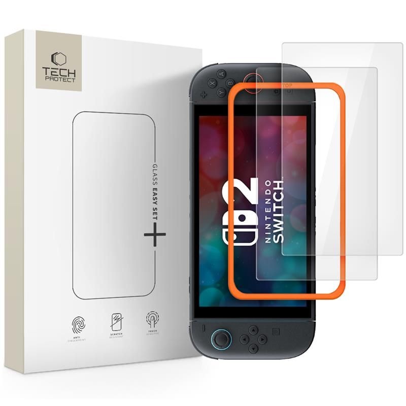 Tech-Protect Easy Set+ 2-pak hærdet glas til Nintendo Switch 2 - transparent