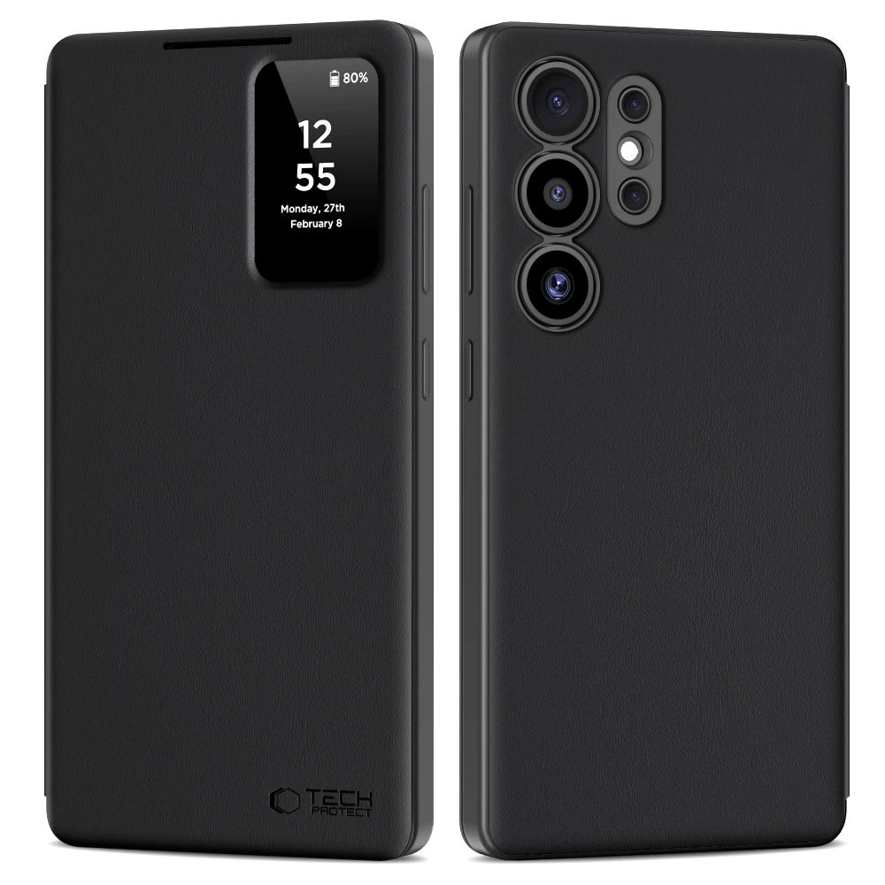 Tech-Protect Smart Wallet-etui til Samsung Galaxy S25 Ultra - mat sort