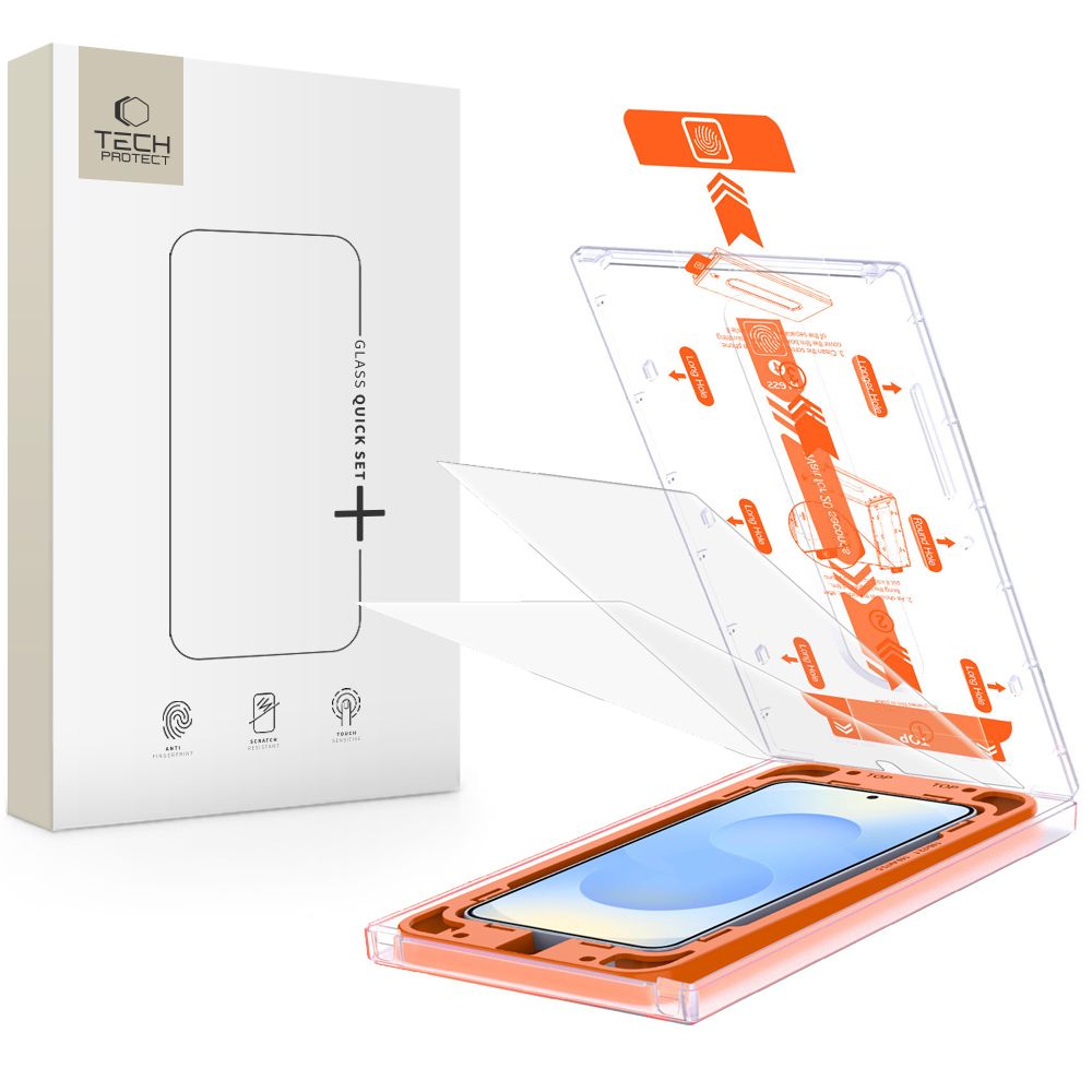 Tech-Protect Quick Set+ hærdet glas til Samsung Galaxy S25+ - Transparent
