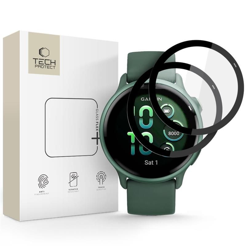Tech-Protect Glass Flex+ 2-pak hybridglas til Garmin Vivoactive 6 - sort