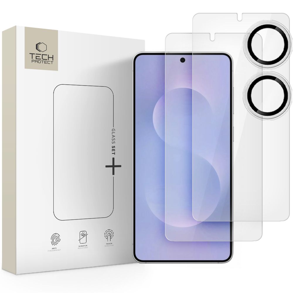 Hærdet glas Tech-Protect Glass Set+ 3-pack til Samsung Galaxy S25 Edge - transparent