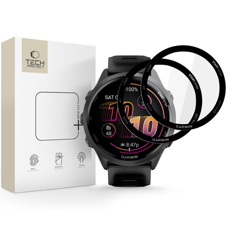 Tech-Protect Glass Flex+ 2-pak hybridglas til Garmin Forerunner 970 / 570 47 mm - sort